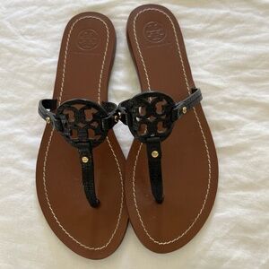 Tory Burch Mini Miller Flat Thing Micro Tejus Print Leather Sandals 7.5